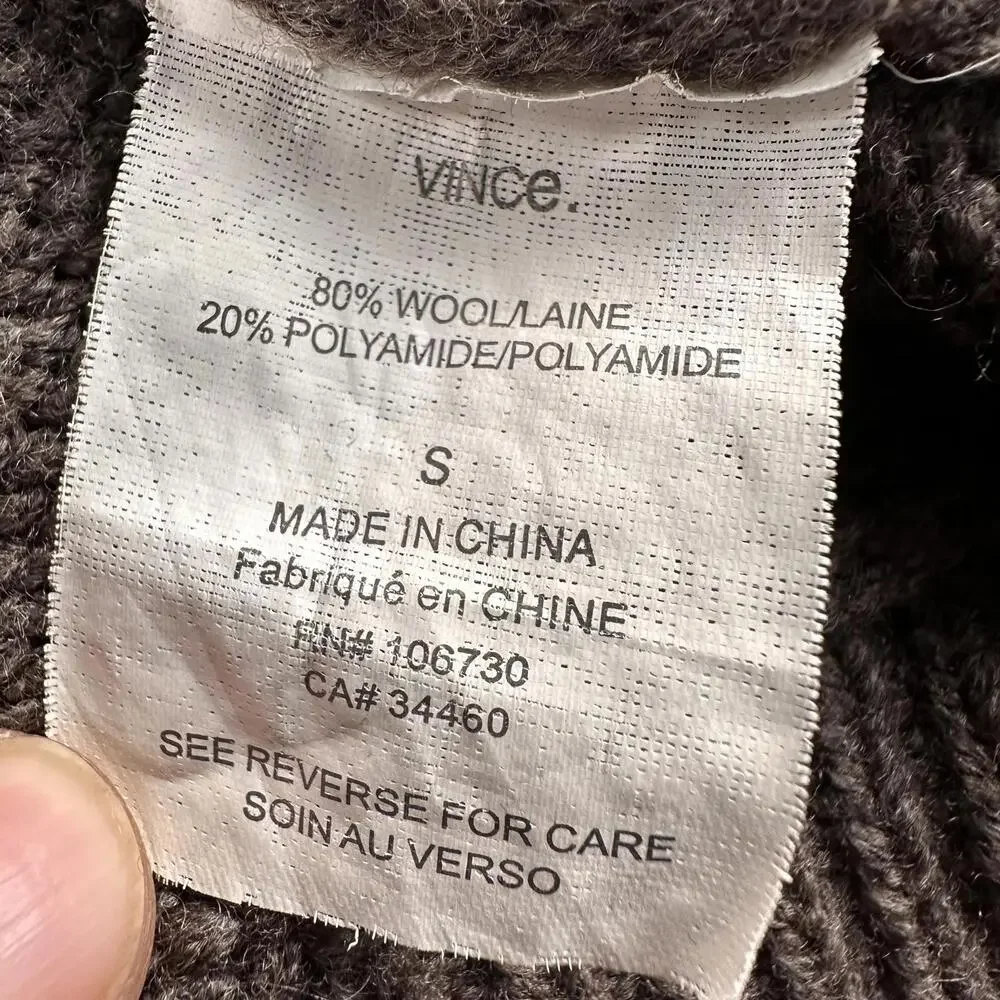 Vince Cardigan Sweater Women Small Chocolate Brown Cardigan Balloon Sleeve Wool - Picture 4 of 7